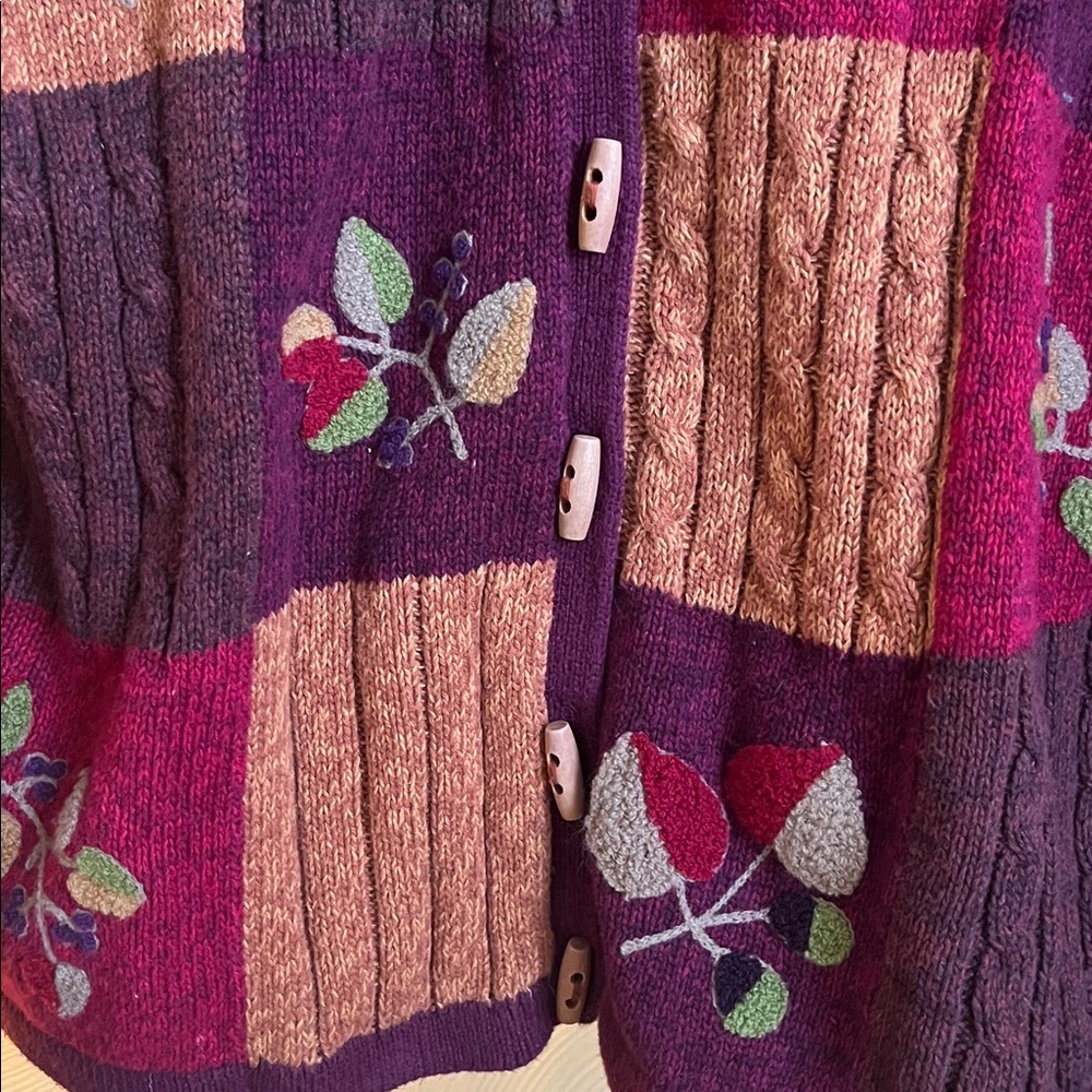 Vintage Erika Patchwork Knit Cardigan Cottagecore - Picture 3 of 8